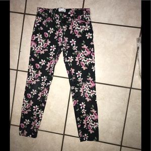 Girls black floral jeggings